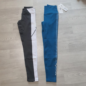 레깅스 S 새상품 망고스탄 청블루 그레이 배색 레터링 로고 언발란스 기능성 흡한속건 정전기방지 파란색 회색