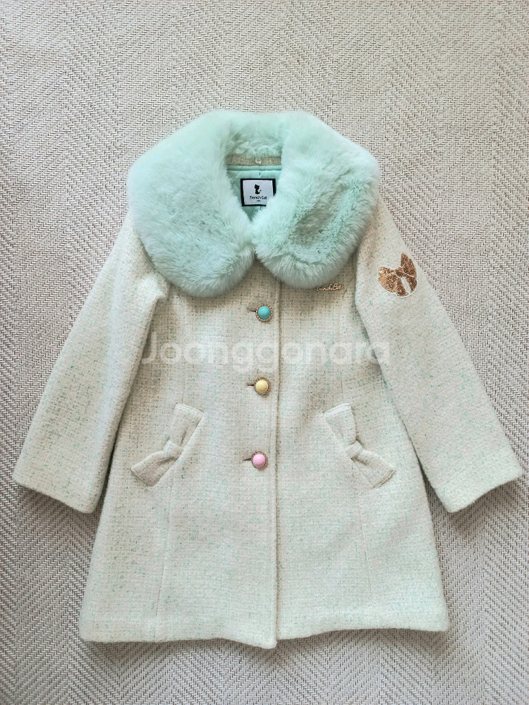 프렌치캣 퍼 카라 모직코트 130--0