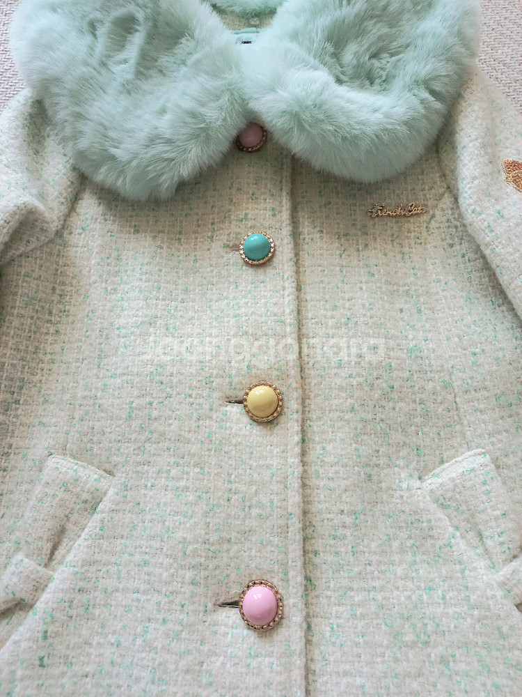 프렌치캣 퍼 카라 모직코트 130--2