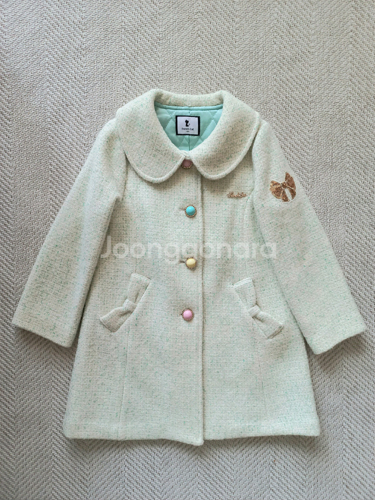 프렌치캣 퍼 카라 모직코트 130--6