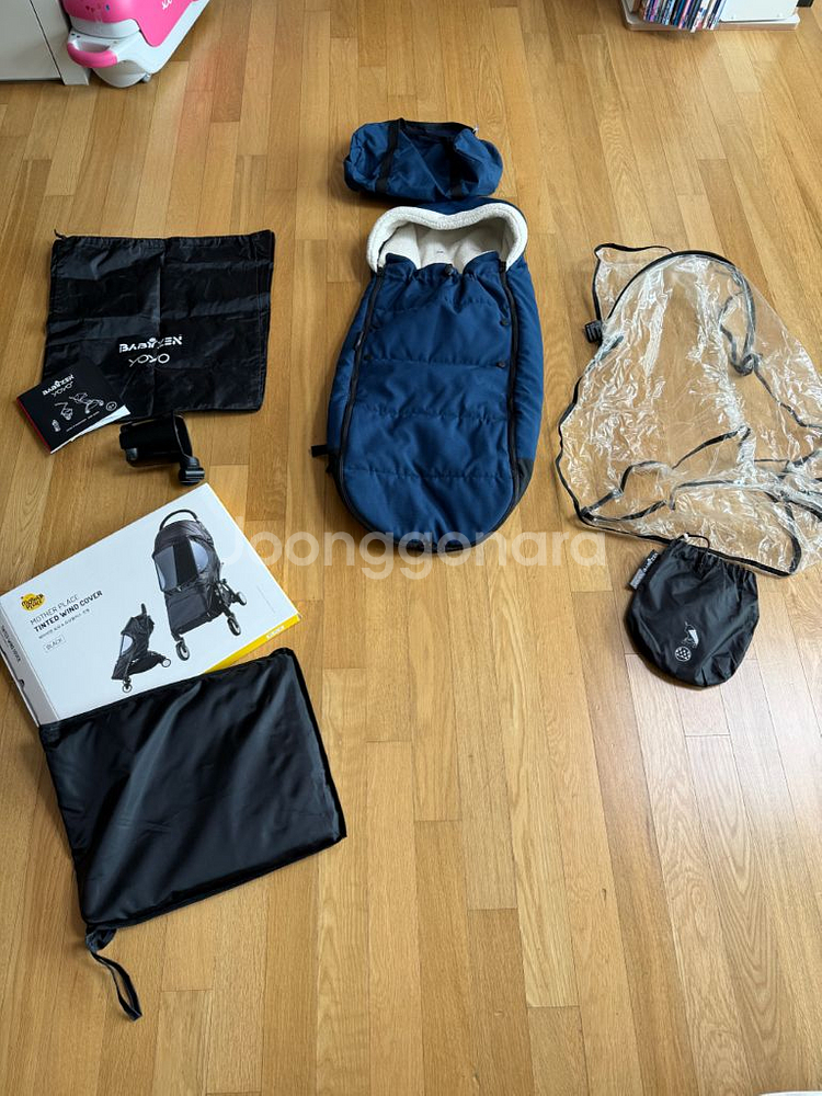요요 에어프랑스 + 정품 풋머프, 레인커버, 방풍커버, 컵홀더 일괄--9