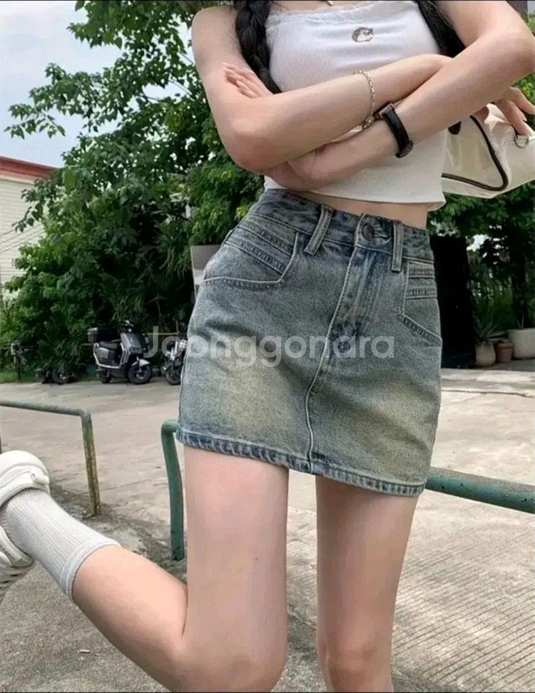 데님 미니스커트--1