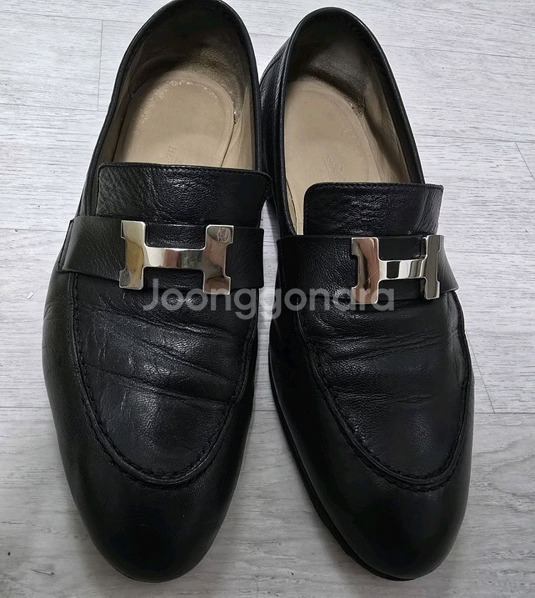 (정품) 에르메스 블랙 로퍼 40.5 (명품 남자 신발 구두 스니커즈)--1