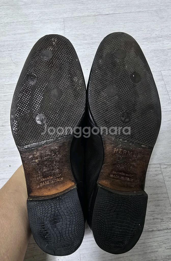 (정품) 에르메스 블랙 로퍼 40.5 (명품 남자 신발 구두 스니커즈)--4