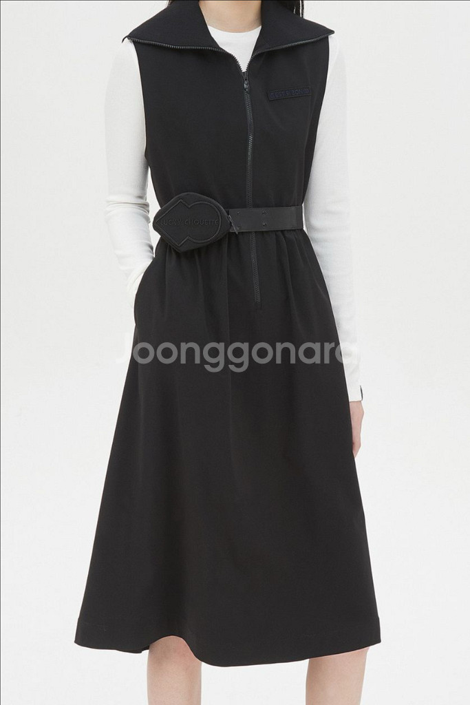 럭키슈에뜨 포켓벨트 집업 원피스--0