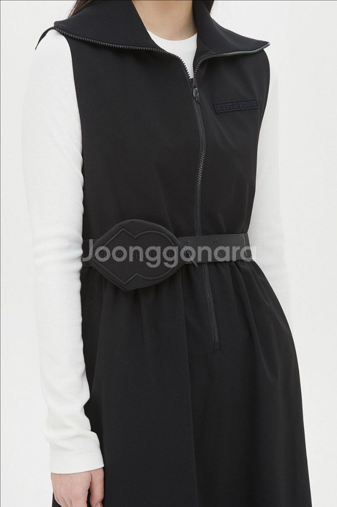 럭키슈에뜨 포켓벨트 집업 원피스--2