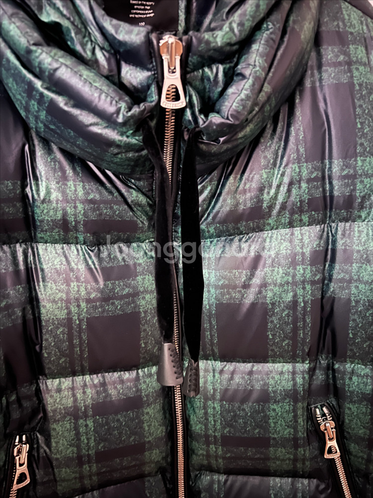 엘르 골프 녹색 체크 구스타운 여성 패딩 100사이즈 새것 팝니다--3