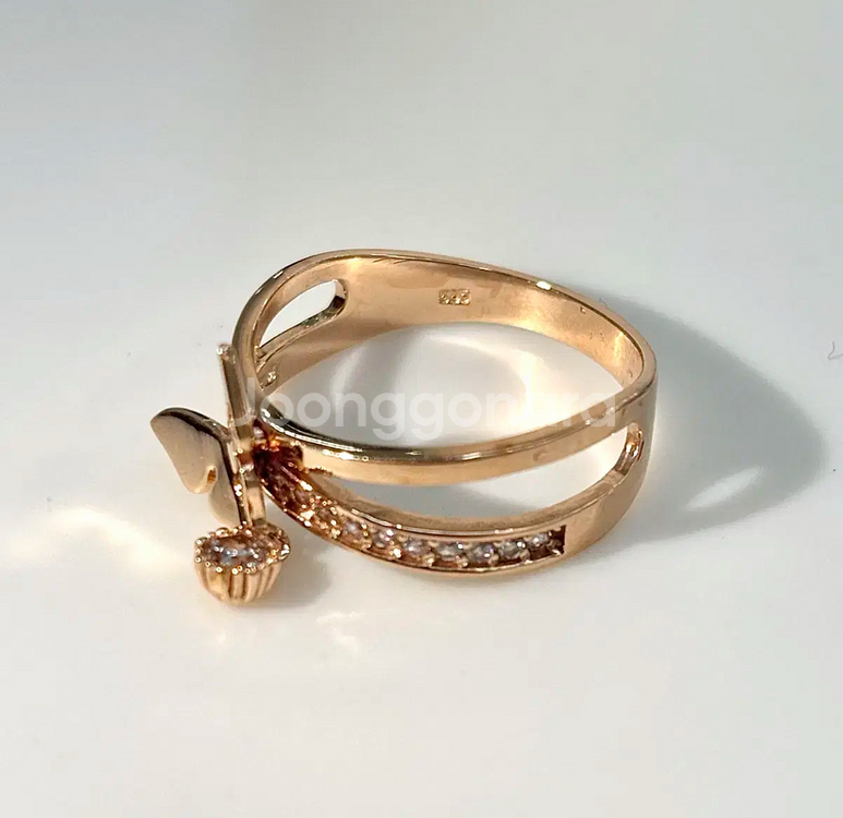 14k 나비 큐빅 반지 핑크골드 11호--1