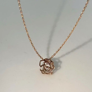 14k 장미 큐빅 심플 금 목걸이 핑크골드