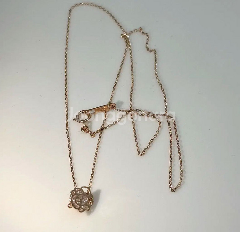 14k 장미 큐빅 심플 금 목걸이 핑크골드--2