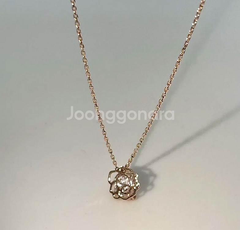 14k 장미 큐빅 심플 금 목걸이 핑크골드--1