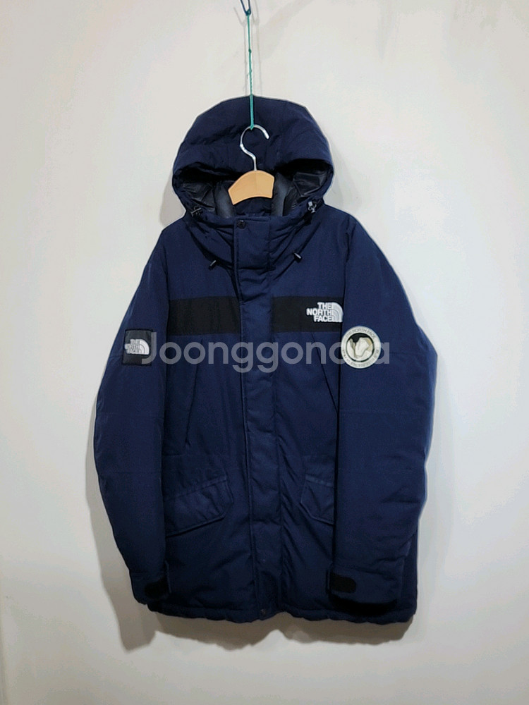 (XL) 노스페이스 거위털 패딩점퍼 네이비 구스다운 후드자켓--0