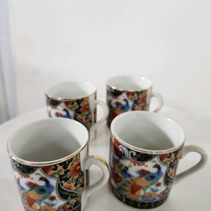 일본 빈티지 공작새 커피잔 4개-2만