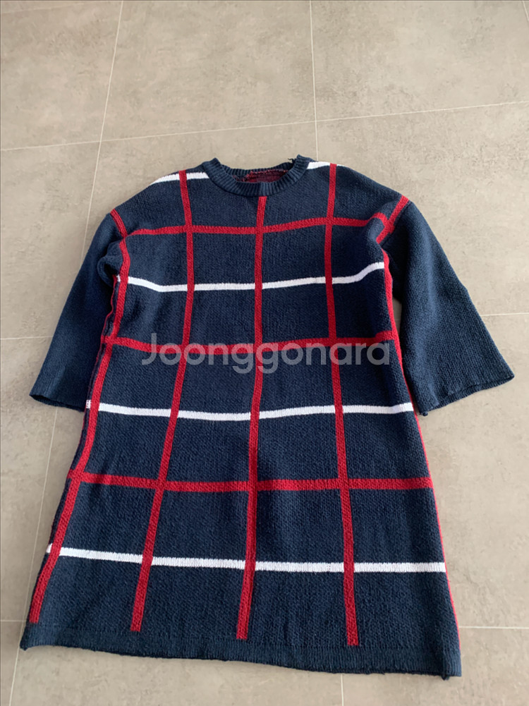 10부 소매,도톰한니트,루즈핏 니트,니트 원피스,체크--1