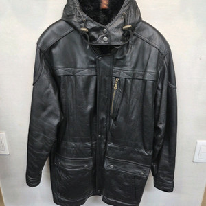 h.b.leather 퍼 소가죽 코트 후드자켓 m