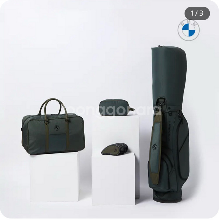 BMW 정품 골프백+보스턴백 세트 올리브그린--3