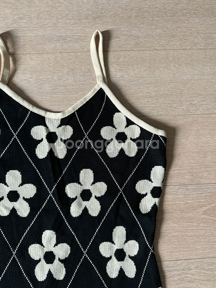 플라워 패턴 니트 나시원피스--3