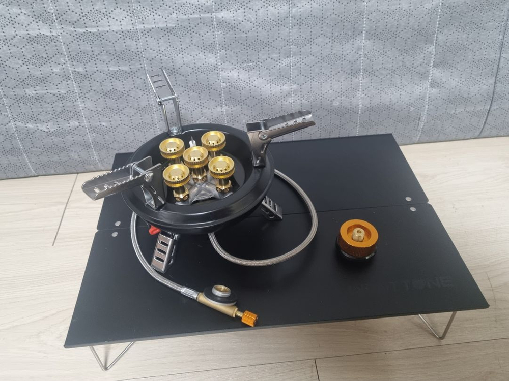 새상품 캠핑 낚시 그리들용 5구 강염버너 어뎁터포함--3