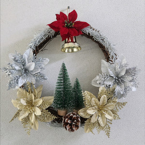 새상품)크리스마스 대형 리스 트리 포인세티아 조화