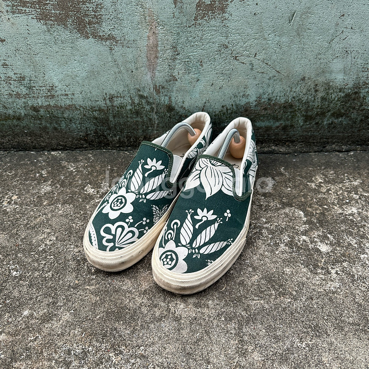 니들스 플라워 패턴 슬립온 그린 8 사이즈--0