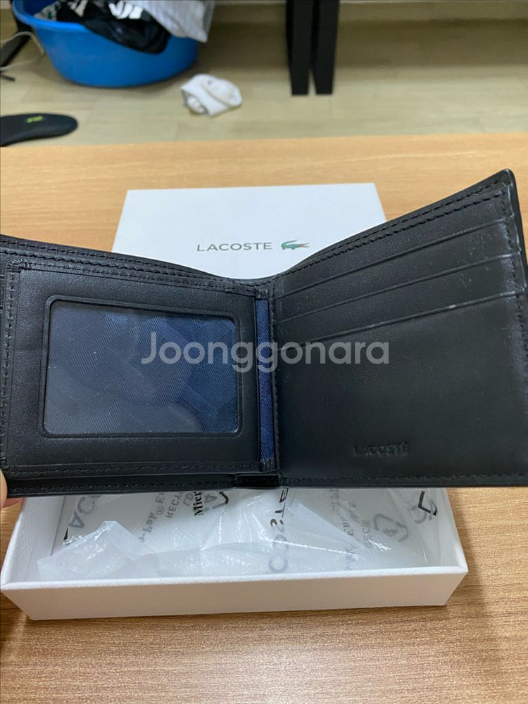 라코스테 블랙 가죽 반지갑--3