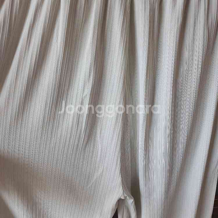 아이보리 화이트 플리츠 밴딩 와이드 팬츠 찰랑 쿨 남여공용 편한 긴바지 주름--6