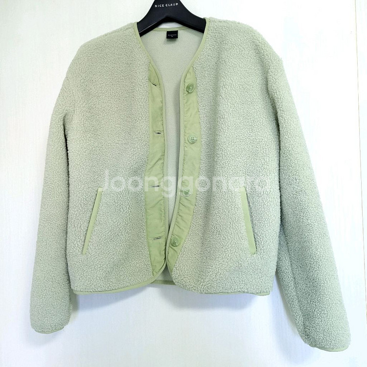 탑텐 쉘파 가디건자켓 라운드넥 뽀글이 양털 부클재킷--3