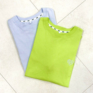 glgk 하트 로고 반팔 티셔츠 NEON YELLOW, LIGHT BLUE 160