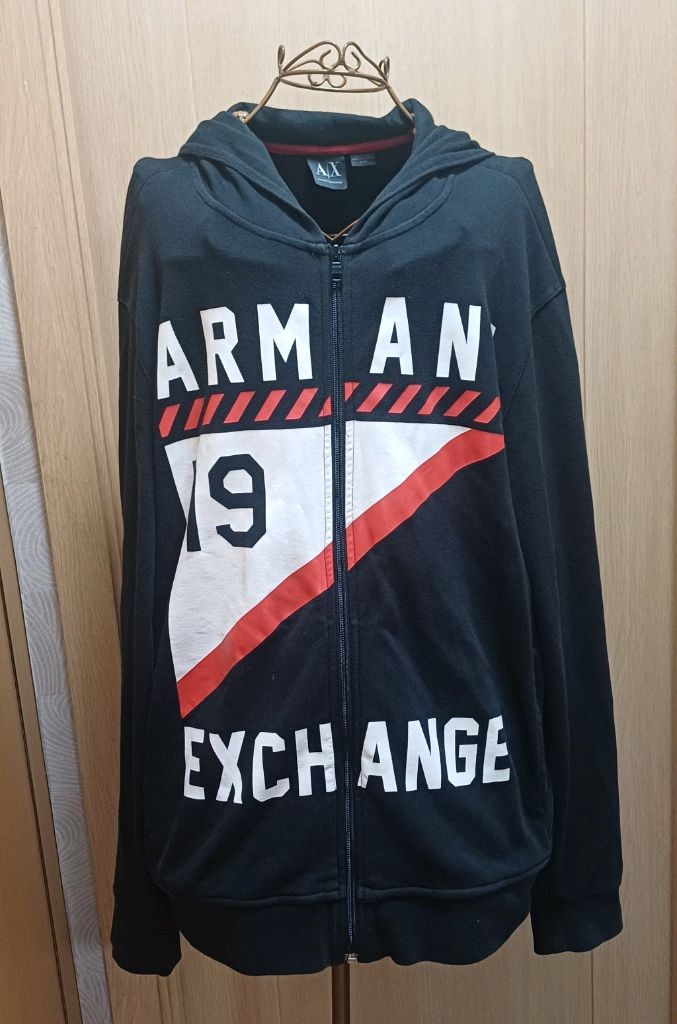 아르마니 익스체인지 (A|X) 빅로고 후드 집업 - XL 이미지