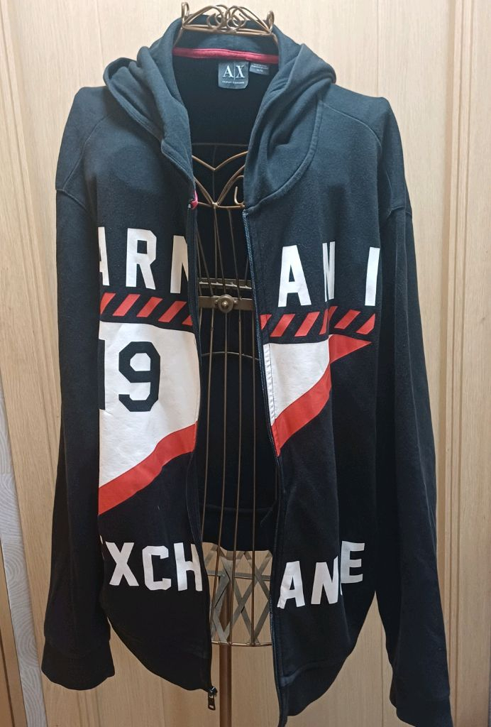 아르마니 익스체인지 (A|X) 빅로고 후드 집업 - XL 이미지