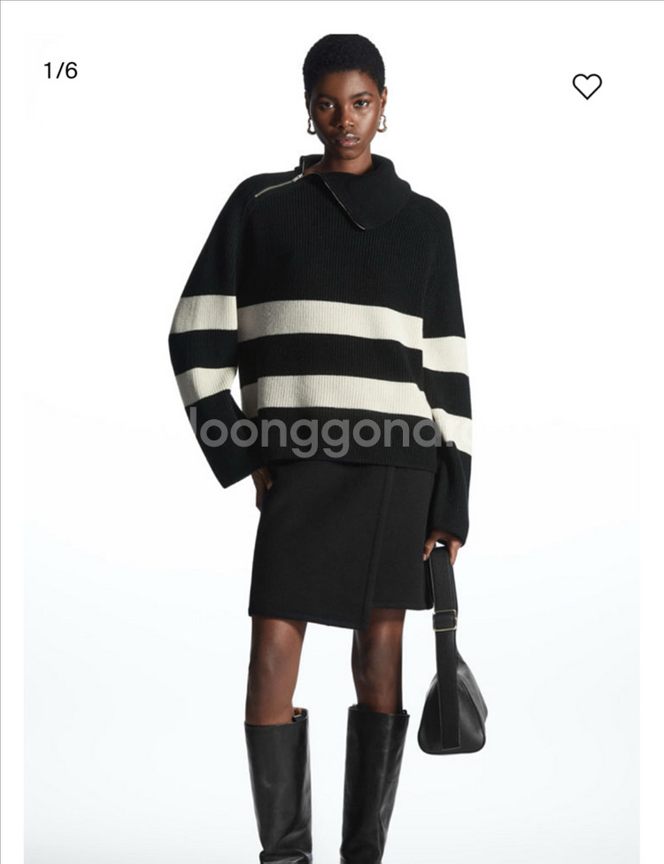 COS 코스 집 디테일 스트라이프 니트 스웨터S--0