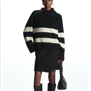 COS 코스 집 디테일 스트라이프 니트 스웨터S