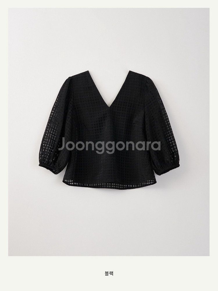 시에 sie 마티 체크 시어 블라우스 블랙 스몰 새상품--0