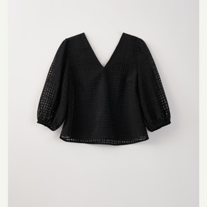 시에 sie 마티 체크 시어 블라우스 블랙 스몰 새상품