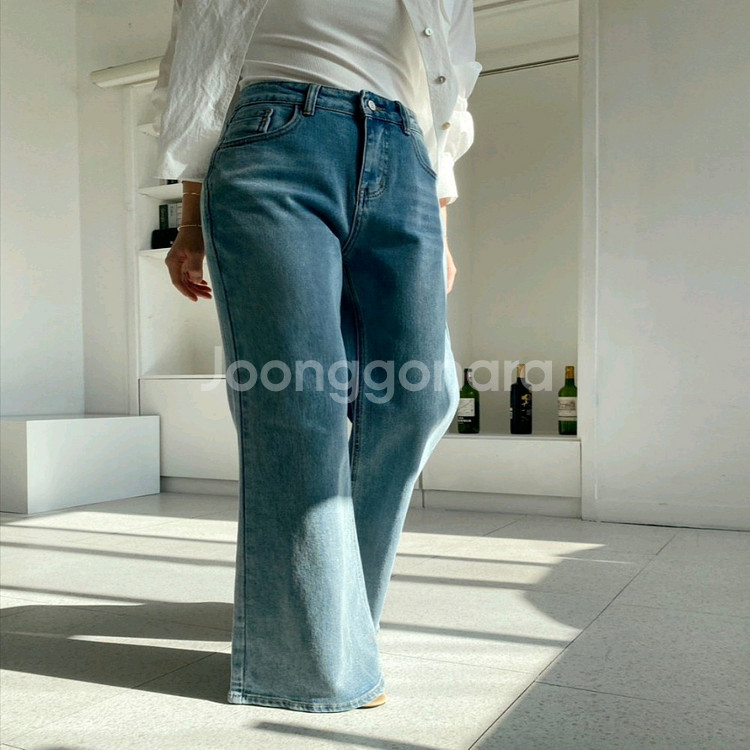 하이웨스트 중청 부츠컷 데님 ,롱기장 와이드 청바지ㅡ무배--6