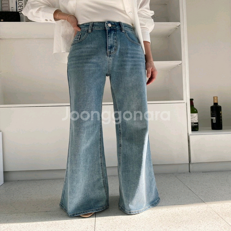 하이웨스트 중청 부츠컷 데님 ,롱기장 와이드 청바지ㅡ무배--7