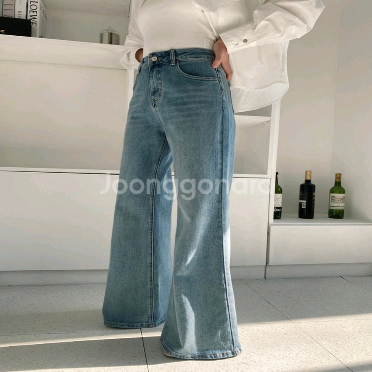 하이웨스트 중청 부츠컷 데님 ,롱기장 와이드 청바지ㅡ무배--9