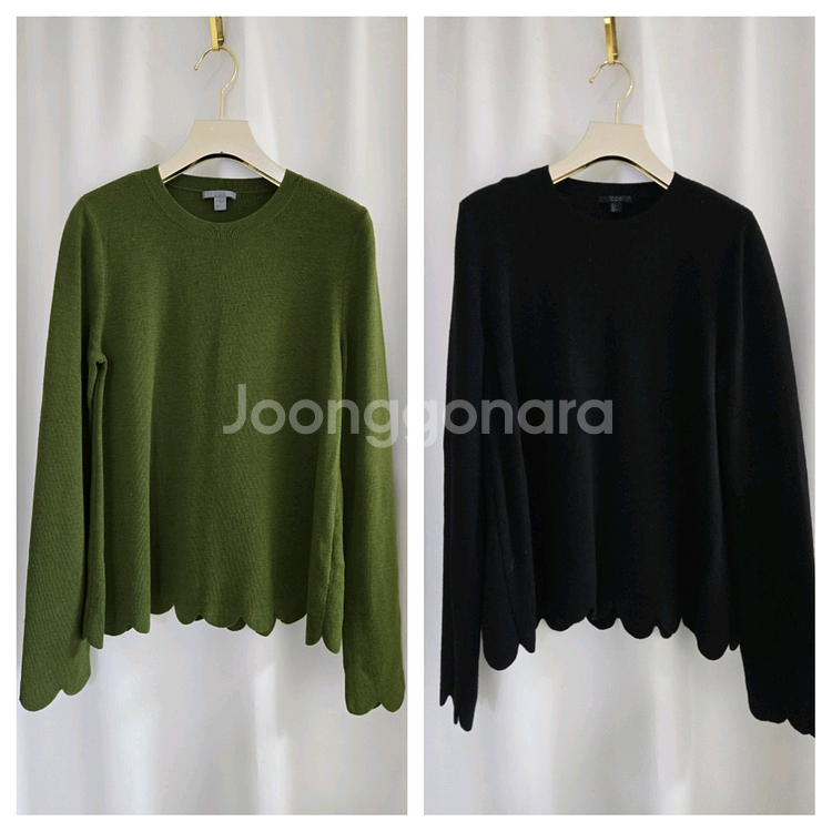 코스 니트 ㅡ 올리브 그린. 블랙--0