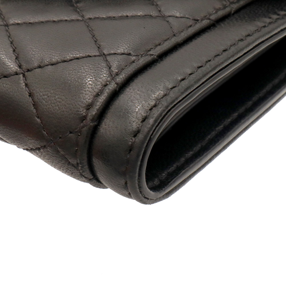 생로랑 블랙 퀼팅 램스킨 가비 컴팩트 금장 3단 반지갑 / 692684