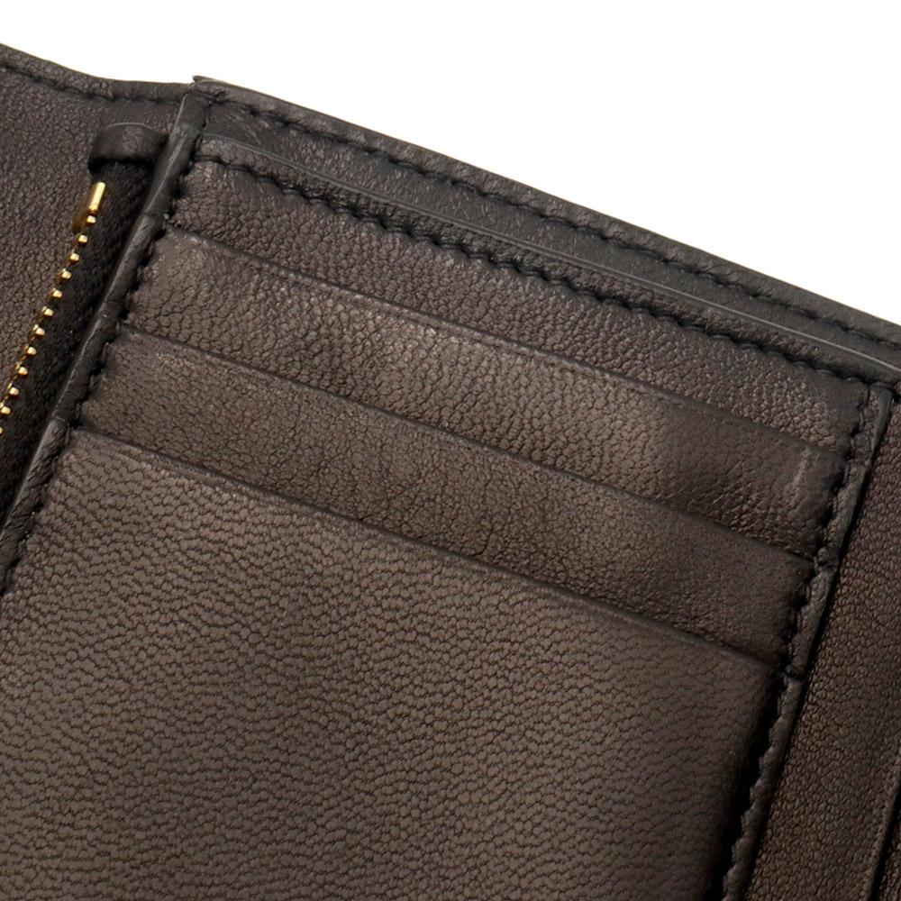 생로랑 블랙 퀼팅 램스킨 가비 컴팩트 금장 3단 반지갑 / 692684