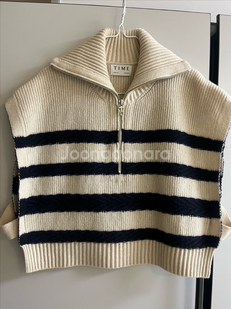 타임 스트라이프 니트 베스트--1