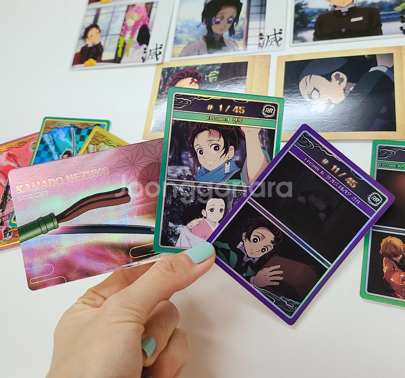 귀멸의칼날 하이라이트픽 카드 프로필 샤인 자개 SR 스페셜 아크릴 키링 오바나이 시노부 미츠리 이노스케 무잔 상현--7