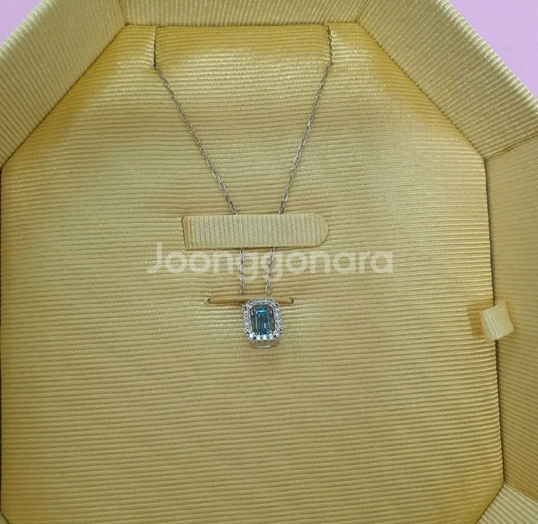 스와로브스키 밀레니아 옥타곤 블루 로듐 목걸이--0