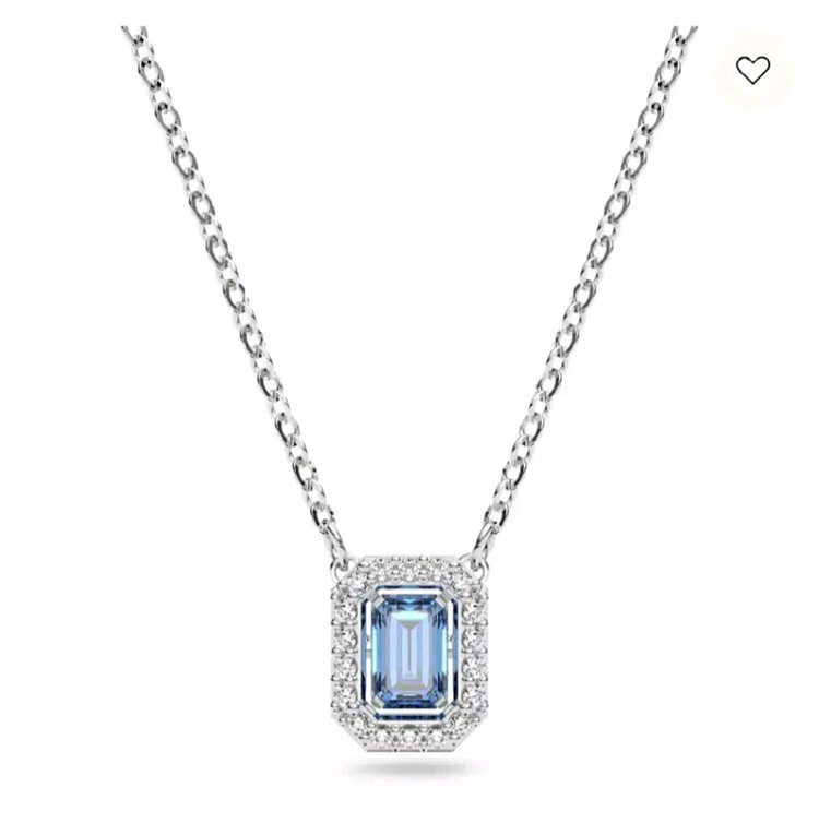 스와로브스키 밀레니아 옥타곤 블루 로듐 목걸이--3