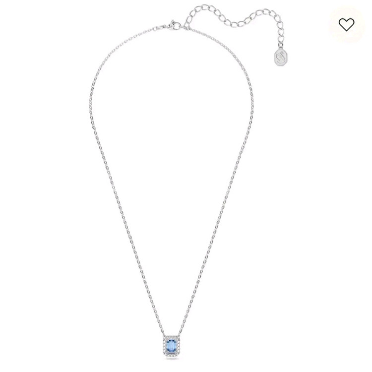 스와로브스키 밀레니아 옥타곤 블루 로듐 목걸이--4