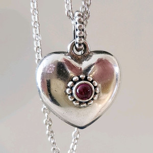 (판매완료) 판도라 단종 로돌라이트 하트 목걸이 펜던트