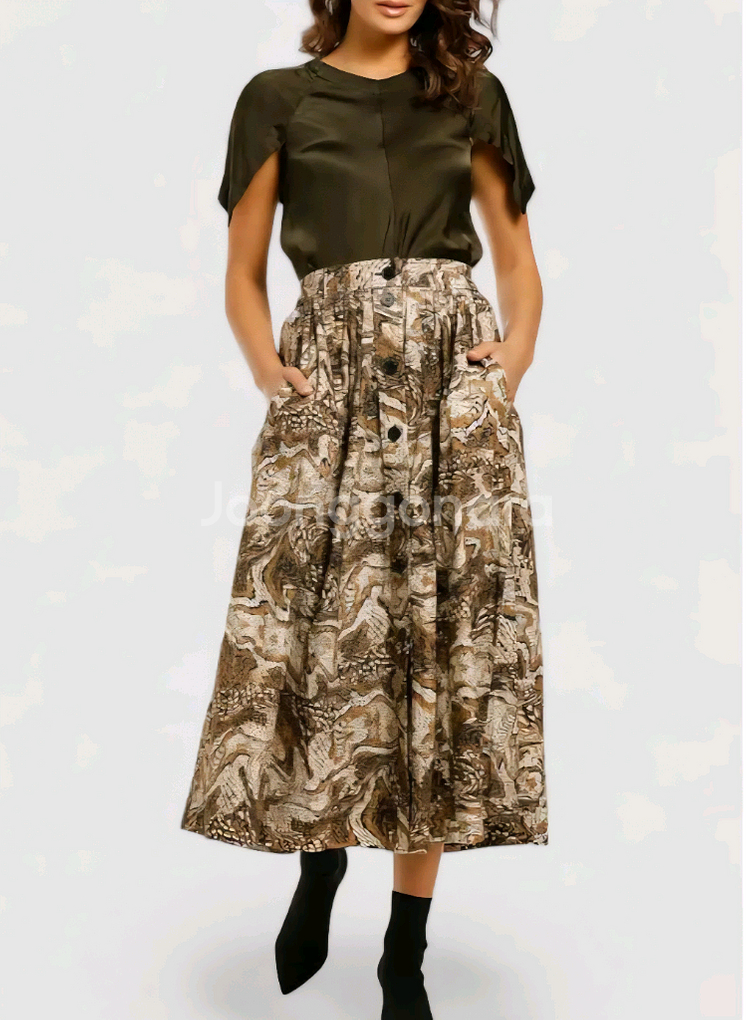 (새상품)가니 프린팅 허리밴딩 롱스커트 34사이즈--0