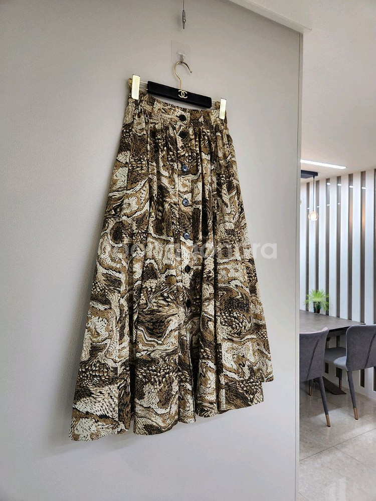 (새상품)가니 프린팅 허리밴딩 롱스커트 34사이즈--5