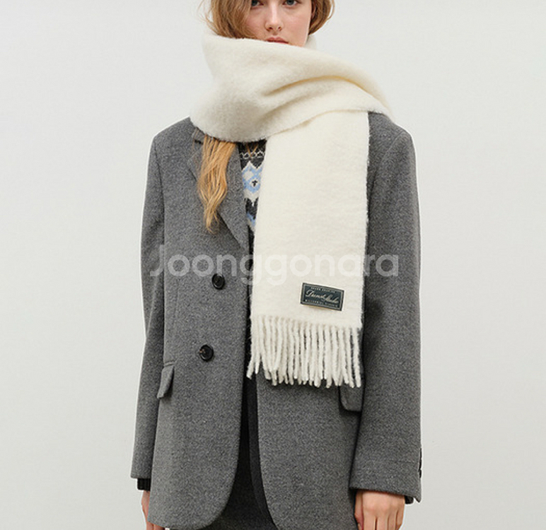 던스트 울 알파카 머플러 목도리 아이보리--0