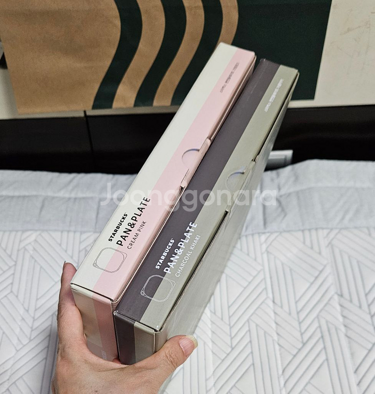 미개봉]스타벅스 프리퀀시 팬앤플레이트 크림핑크 차콜카키--2